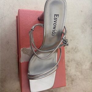 Women's Silver Strappy Heels